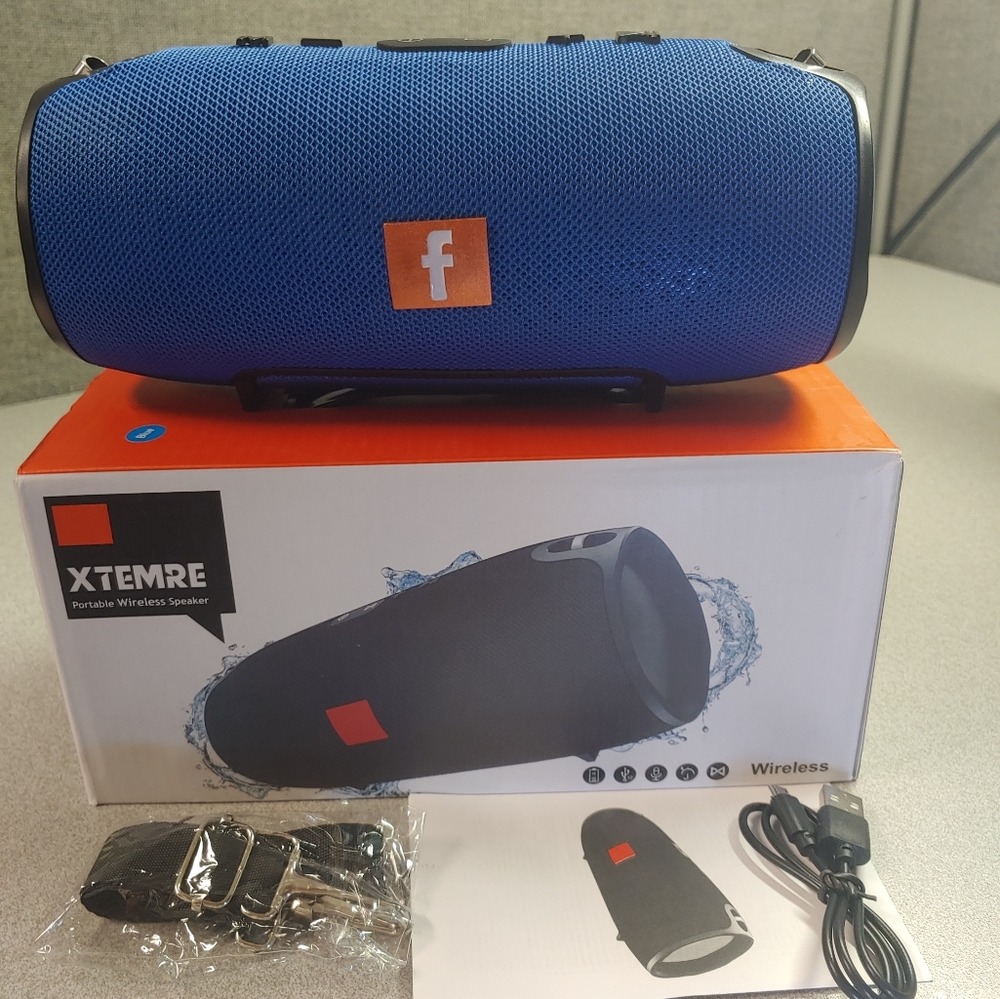 Bluetooth Speaker Portable - Blue with Shoulder Strap - Picture 1 of 10